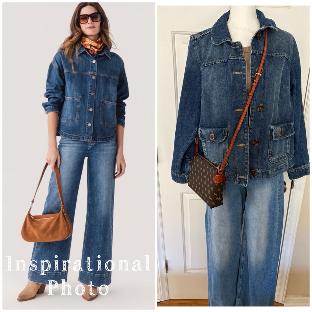 Boden blue denim button-up jacket